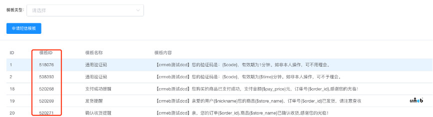 多商戶系統(tǒng)更換短信模板操作