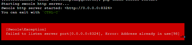 php think swoole restart啟動不了，網站打不開。